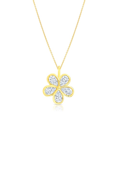 Rahaminov 18K Yellow Gold 1.25CTW Pear F-G VS-SI Diamond Flower Necklace NK-8886