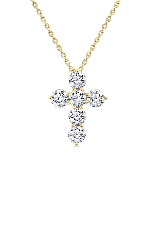 Albert's 14K Yellow Gold 18'' 1.00CTW 6 Round Diamond Cross Necklace 960C1FGPDYG