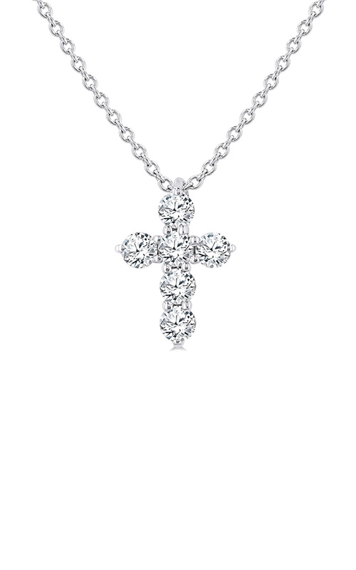 Albert's 14K White Gold 18'' .25CTW 6 Round Diamond Cross Necklace 960C6FGPDWG