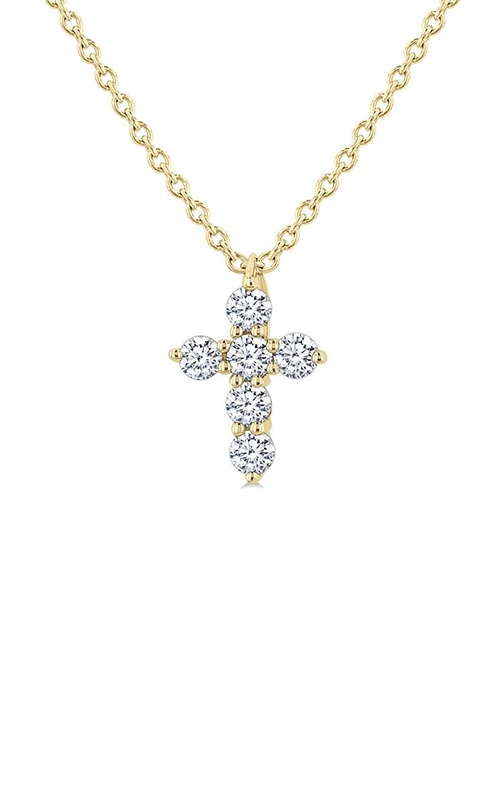 Albert's 14K Yellow Gold 18'' .15CTW 6 Round Diamond Cross Necklace 960C8FGPDYG