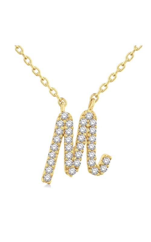 Albert's 10k Yellow Gold 18 Inch .10ctw Diamond Script Initial M Pendant 90468TSPDYG-M
