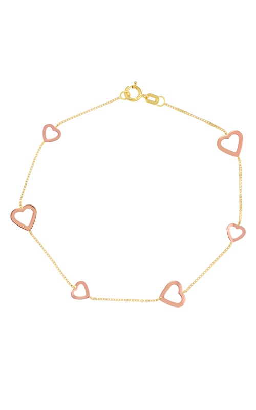 Albert's 14k Yellow & Rose Gold 7.5'' Open Heart on Box Chain Bracelet MF025029-14YK_7.50