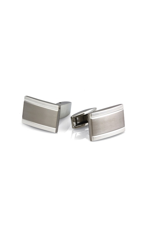 Albert's Stainless Steel Satin Center Polish Edge Cufflinks TCL-001
