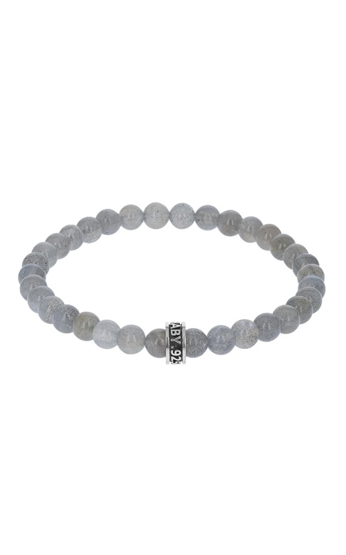 King Baby 6mm Labradorite Plain Beaded 8.75'' Medium Bracelet with Logo Ring K40-5804LAB-8.75