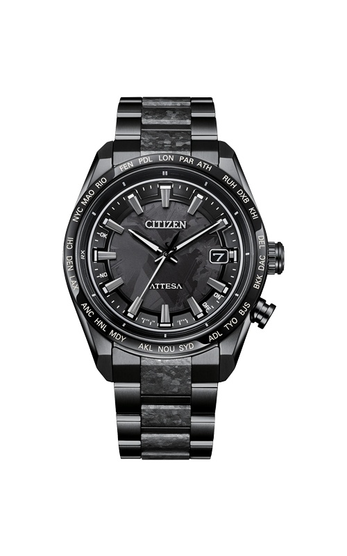 CITIZEN ATTEESA クロノグラフ ブラック Citizen Men's ATTESA Black Chronograph Watch AT8294-59E