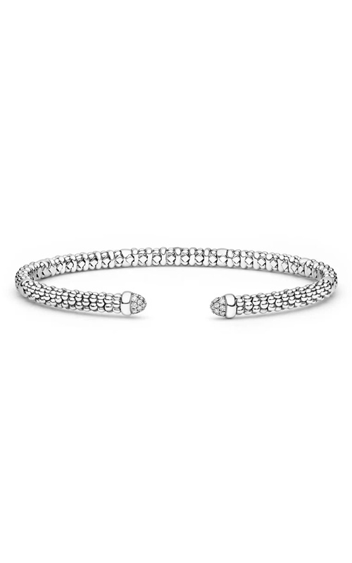 LAGOS Sterling Silver Caviar 3mm .05ctw Round Diamond Mini Versa Torque Bracelet 05-81721-DD7