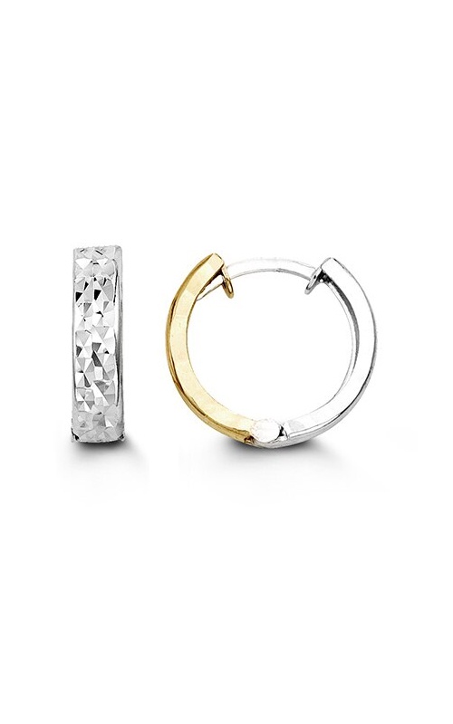 Albert's 10K White Gold and Yellow Gold 3mm Diamond Cut Huggies 6016