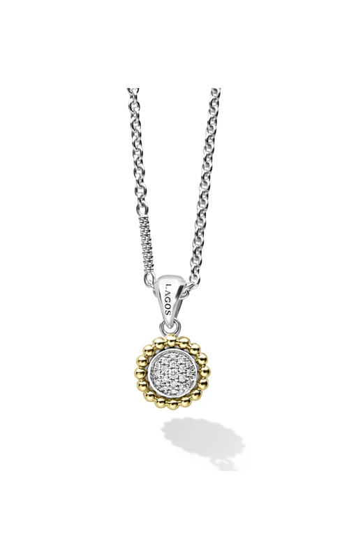 LAGOS Caviar Lux Two-Tone Diamond 21x12mm Pendant 16-18'' Adjustable Necklace 04-81215-DDML