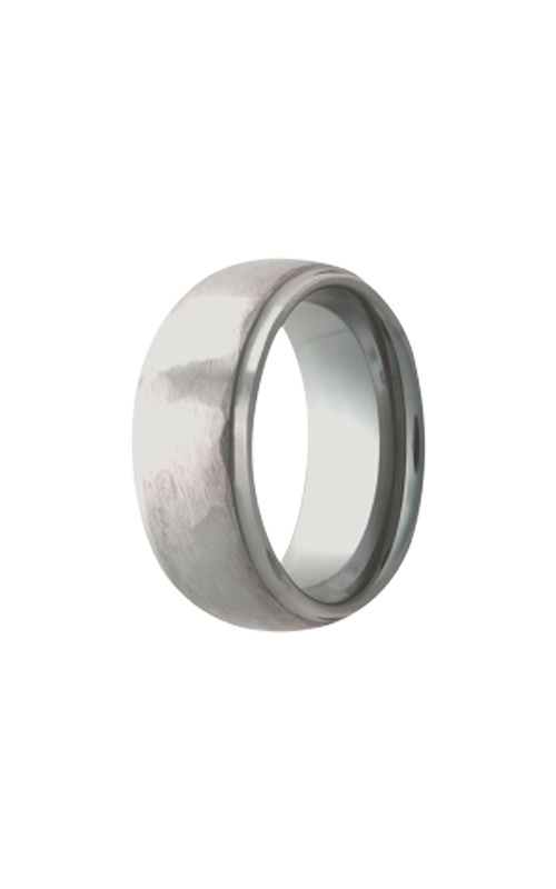 Heavy Stone 8mm Tungsten Dome Step Edge Hammer Top Polished Edge Wedding Band - Size 13 - 8TU953-13