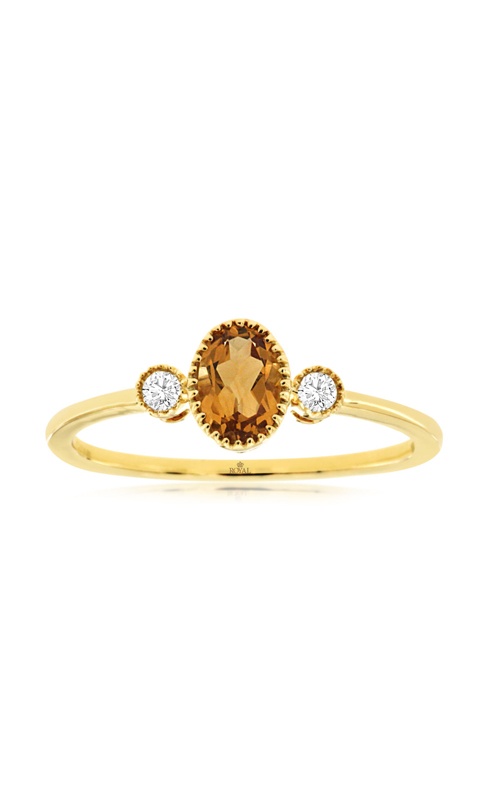 Albert's 14k Yellow Gold .40ct Oval Citrine and .06ctw Round Diamond Ring H1632CT