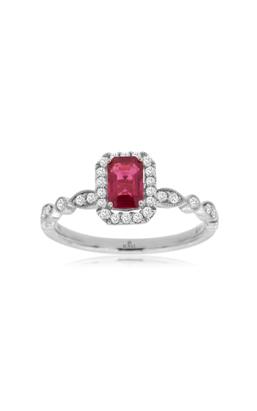 Albert's 14k White Gold .63ct Ruby and .26ctw Round Diamond Halo Ring WC9281R