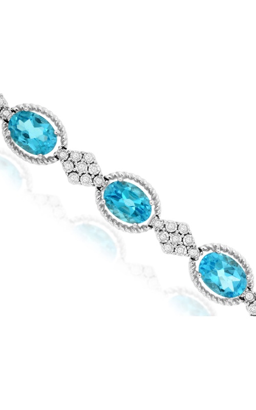 Albert's 14k White Gold 11.20ctw Blue Topaz and .33ctw Diamond Bracelet WC9360B