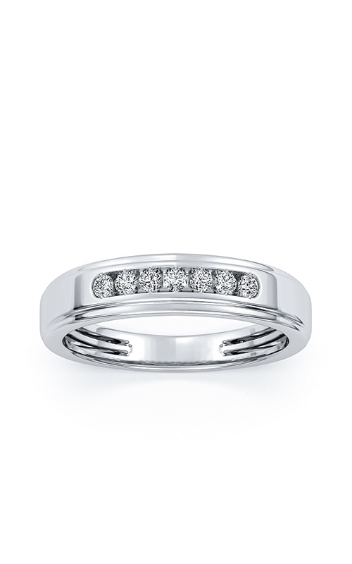 Albert's 10k White Gold .15ctw Round Diamond Men's Wedding Band RGMN0132-0.15W-IJI2-10-10