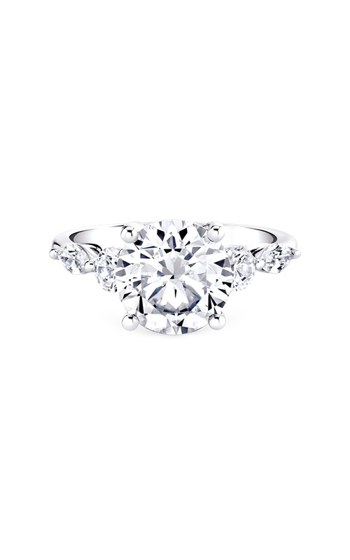 Albert's 14k White Gold 3ct Round Lab Grown Center and .75ct Melee Diamond Engagement Ring EVRE-24610-CA