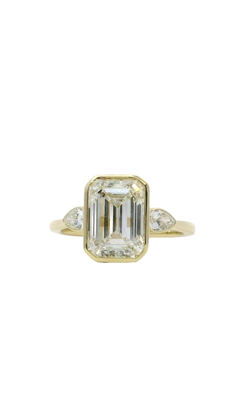 Albert's 14k Yellow Gold 3ct Emerald Lab Center with .25ctw Lab Side Stone Diamond Engagement Ring EVRE-23565XA34Y4