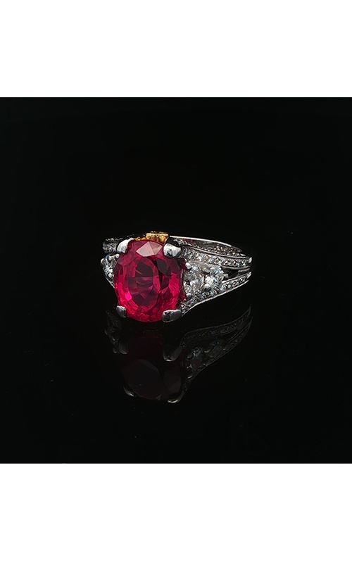 Albert's Estate Platinum and 18K Yellow Gold 5.00CT Oval Red Spinel .98CTW Round Diamond .10CTW Round Fancy Yellow Diamond Fashion Ring ELRNG01035