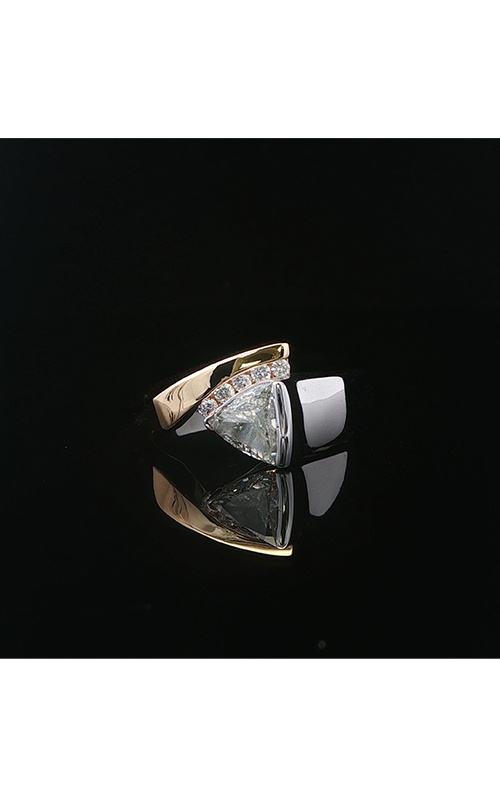 Albert's Estate 14K White and Yellow Gold .65CT Trillion Cut H SI2 Diamond and .15CTW Round Diamonds Bypass Fashion Ring EDRIN03003