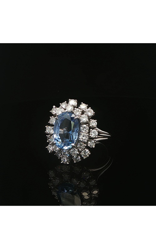 Albert's Estate Platinum 5.28CT Oval Ceylon Sapphire 2.03CTW Round Diamond Fashion Ring EDRIN01489