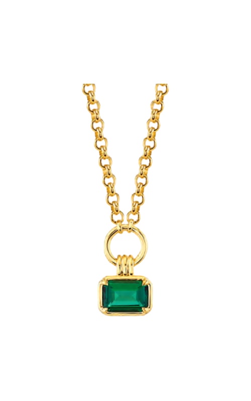 Albert's Gold Plated Created Emerald Necklace 2487921007Y-EM