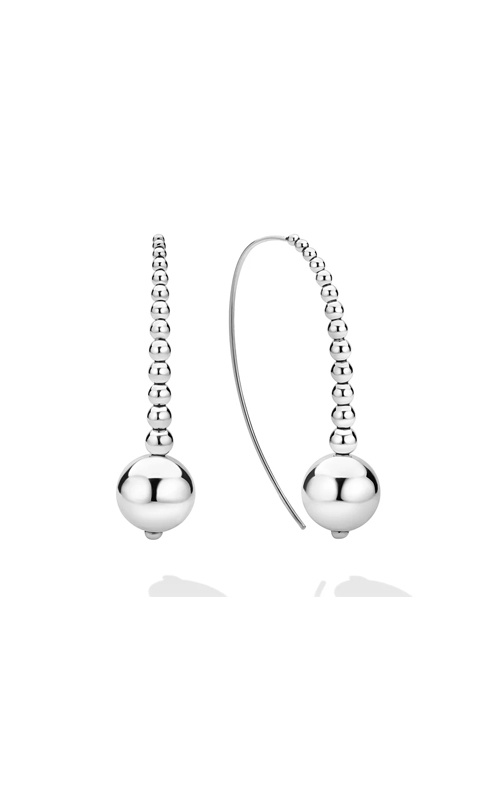 LAGOS Caviar Bubbly Silver 50x13mm Graduated Bead Earrings 01-82197-00