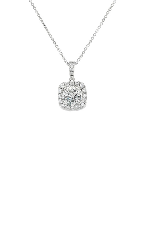 Ashley Lauren 14k White Gold 1.01ctw Round H I1 and .26ctw Round Diamond Halo Necklace with 18'' Chain P1420-R102A/L1CRD00238