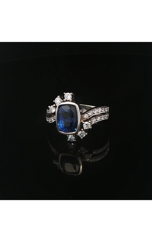 Albert's Estate 18K White Gold 3.28CTW Cushion Sapphire .50CTW Round H SI1 Diamond Fashion Ring EDRIN01311