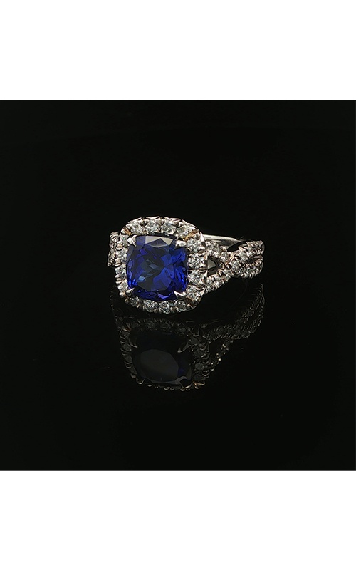 Albert's Estate Platinum 3.15CT Cushion Tanzanite 1.16CTW Round Diamond Halo Fashion Ring ELRNG01058
