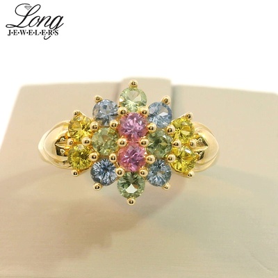 14K Gold Mixed Sapphires Ring