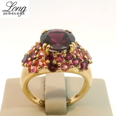 Pink Tourmaline and Garnet Ring