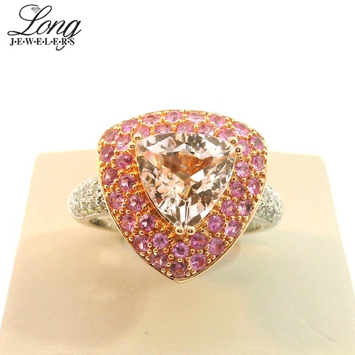 14K Pink Sapphire and Diamond Ring thumbnail 1