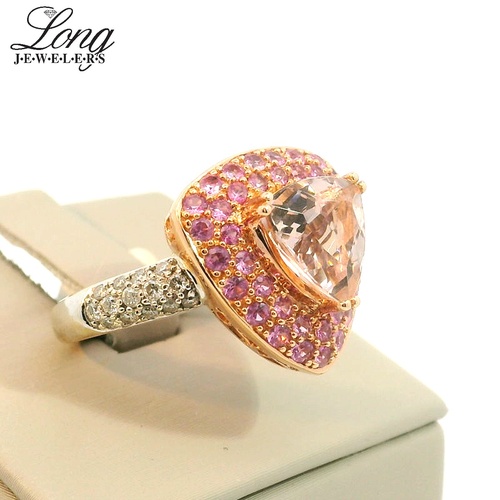 14K Pink Sapphire and Diamond Ring thumbnail 3