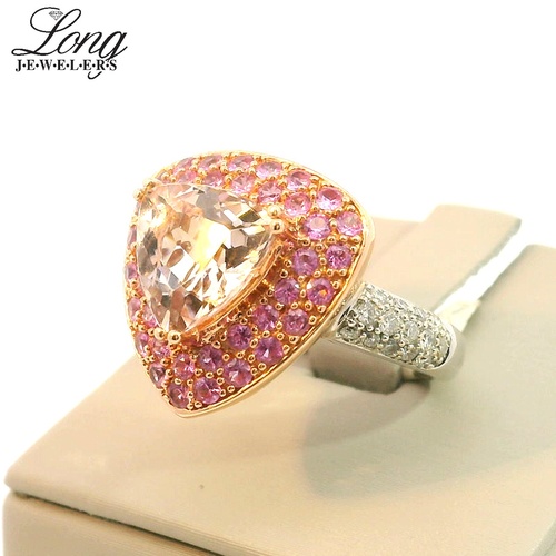 14K Pink Sapphire and Diamond Ring thumbnail 4