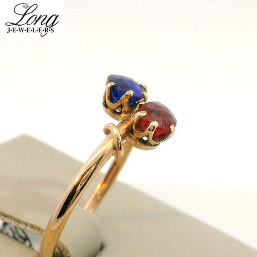 14K Gold Sapphire and Ruby Ring thumbnail 2
