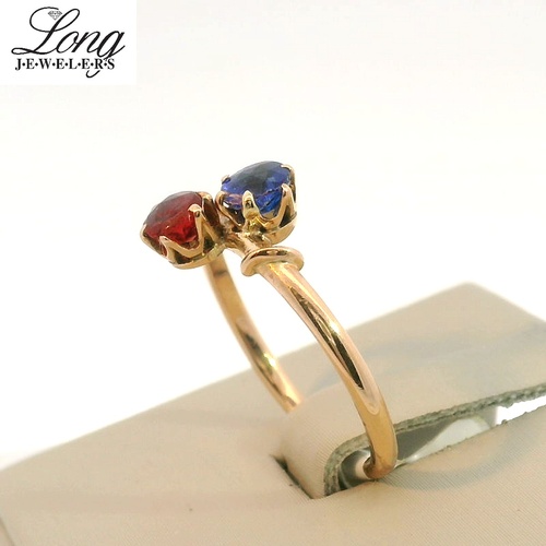 14K Gold Sapphire and Ruby Ring thumbnail 3