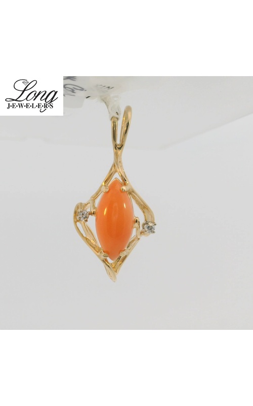 14K Gold Pink Coral Pendant