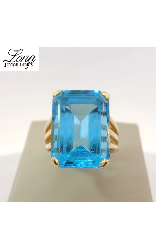 14K Yellow Gold 5.75 Blue Topaz Ring - Dazzling!