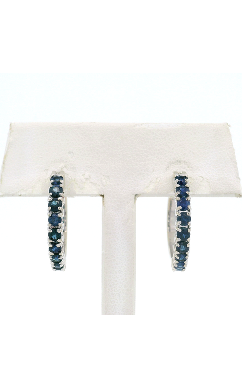 LDS 14K 18S=1.44CT BLK EST SAPPHIRE HOOPS