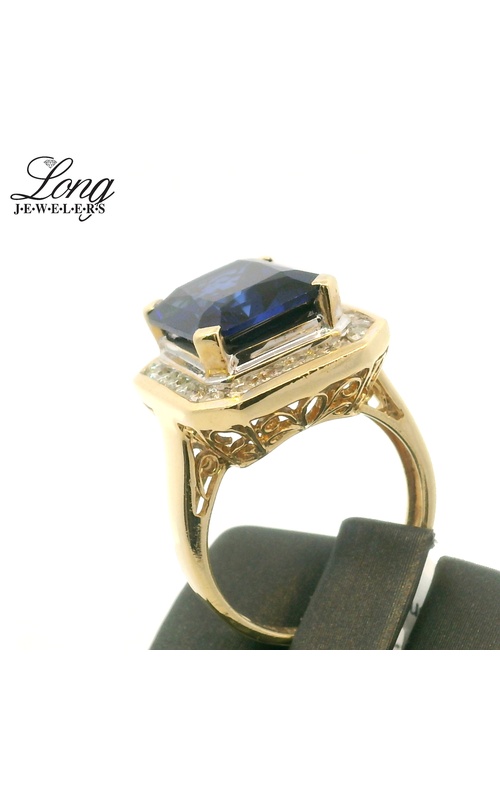 14K Yellow Gold and Synthetic Sapphire Ring