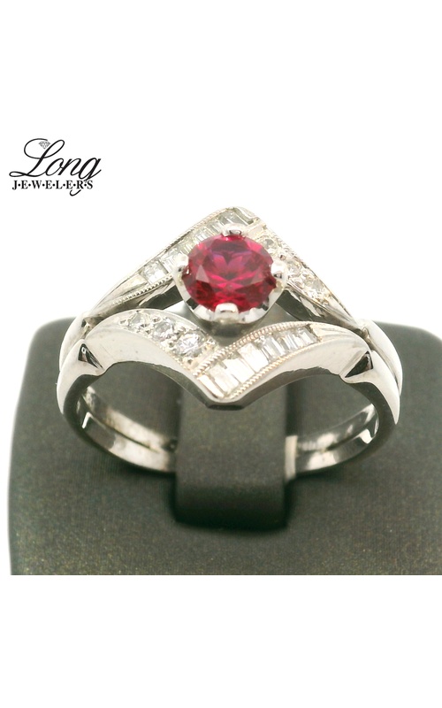 14K White Gold and Synthetic Ring with 18 Diamonds