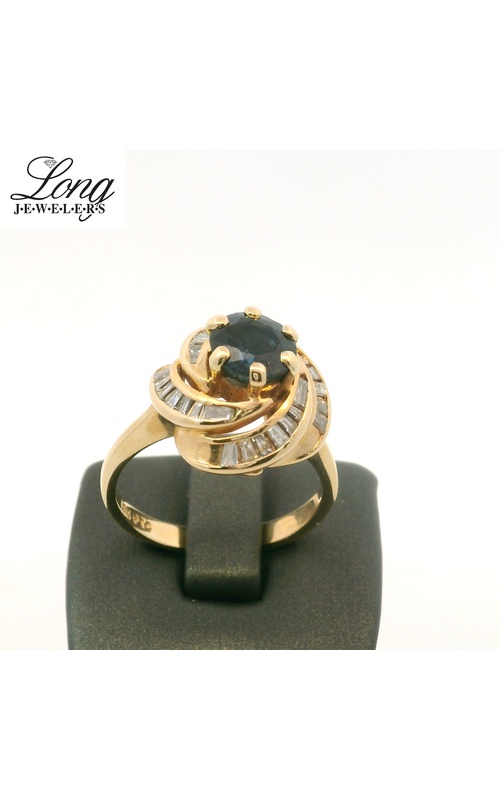 14K Yellow Gold and Diamond with Sapphire Ring