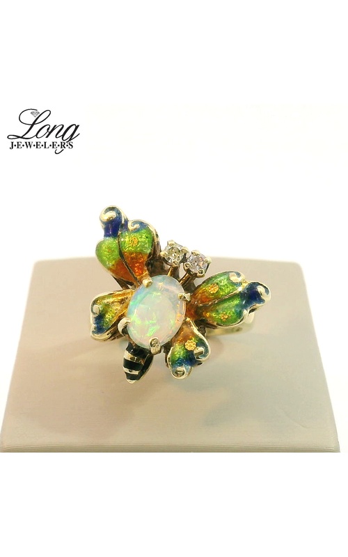 Opal and Enamel Butterfly Ring
