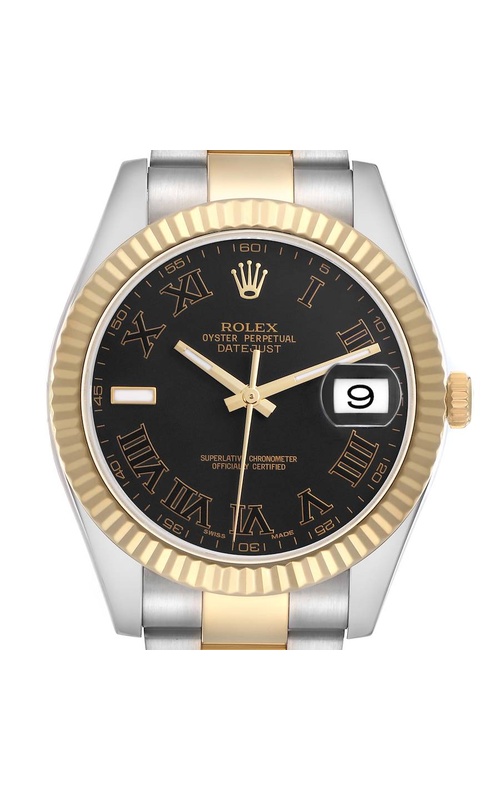 Pre-Owned Rolex Datejust II Steel Yellow Gold Black Roman Dial Men