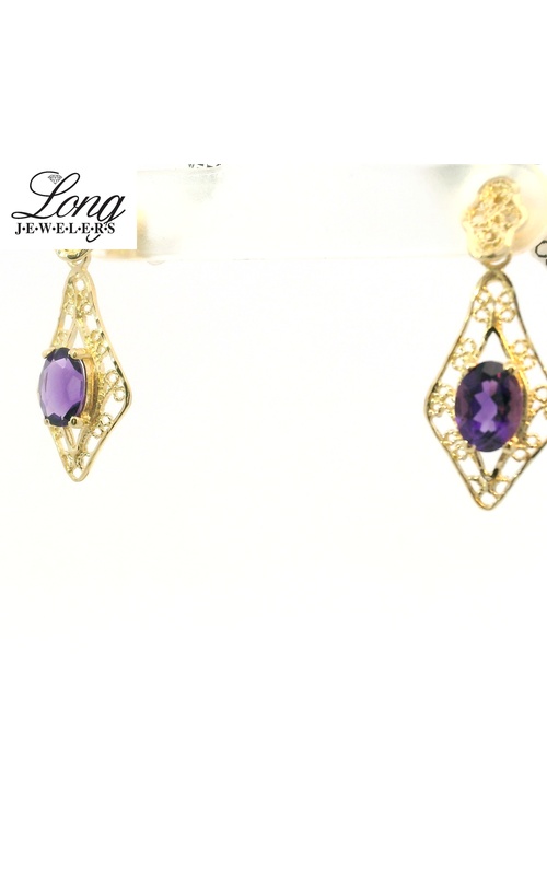 14K Yellow Gold Amethyst Earrings