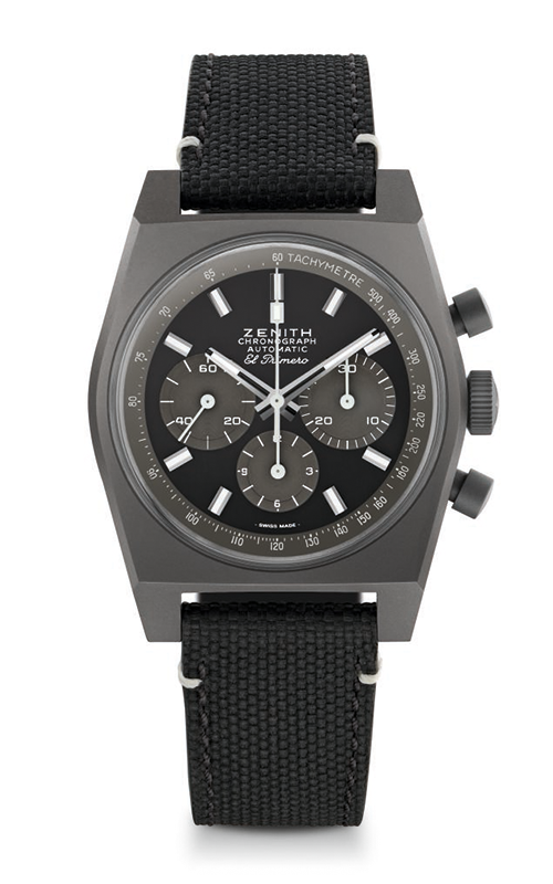 Zenith Chronomaster Titanium 37 Black Dial Leather Strap