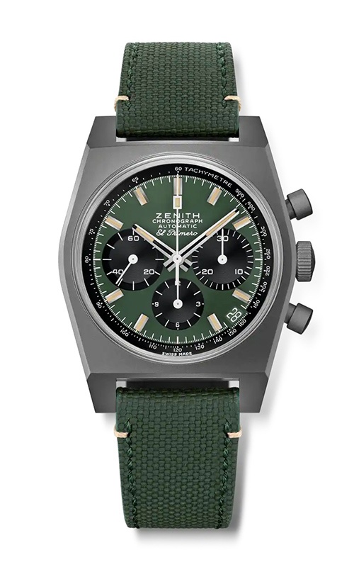 Zenith Chronomaster Titanium 37 Green Dial Rubber Strap