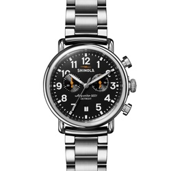 Shinola 41Mm Runwell Two Eye Chronograph Watch With Black Dial
