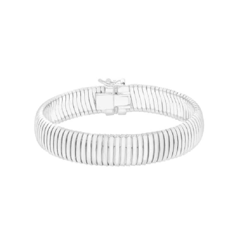 Sterling Silver (925) and Rhodium Plated Bangle Bracelet