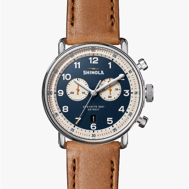 Shinola 43Mm Canfield Model C56 Two Eye Chronograph With A Navy