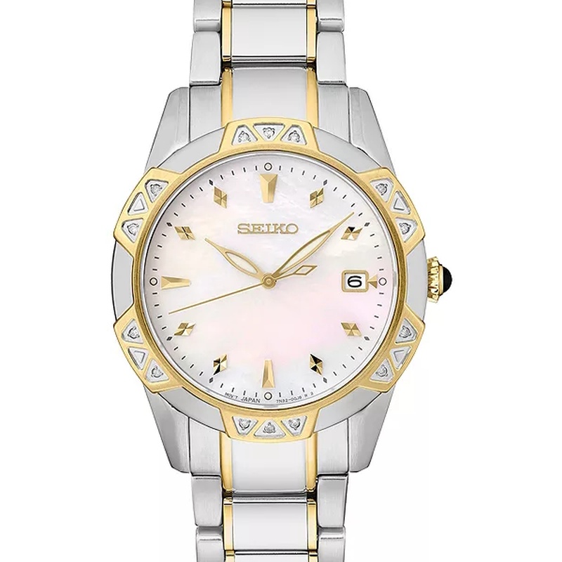 Seiko Two-Tone Mother-of-Pearl Chronograph Women\'s Watch - Silver & Gold Amazon.com: SEIKO SUT068 Watch for Women - Diamond  main image 4