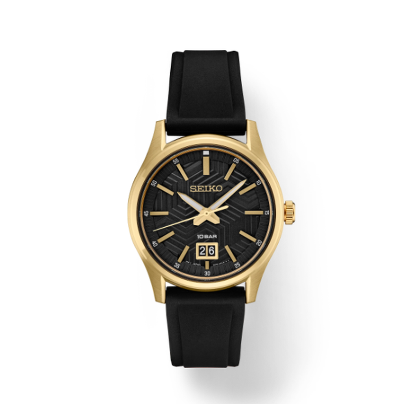 Seiko Presage Style Stainless Steel Automatic Watch With A Black